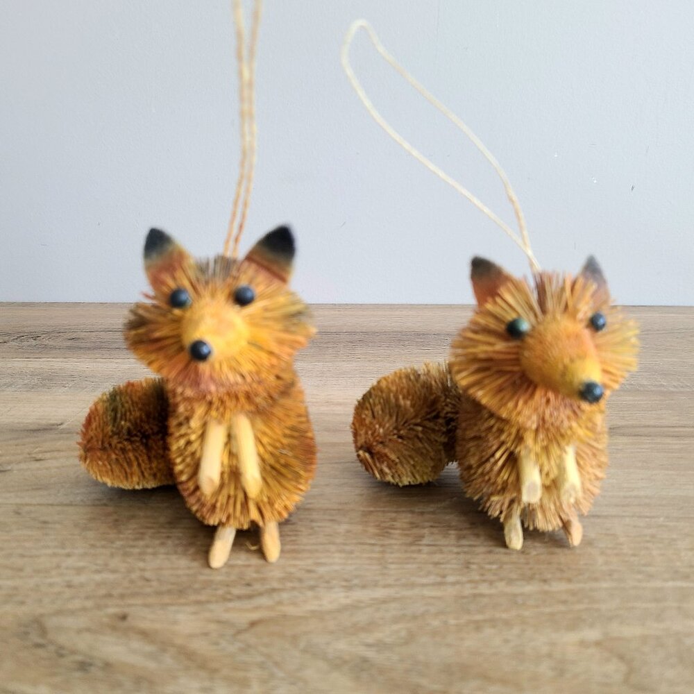 2 cute squirrels Christmas ornaments.